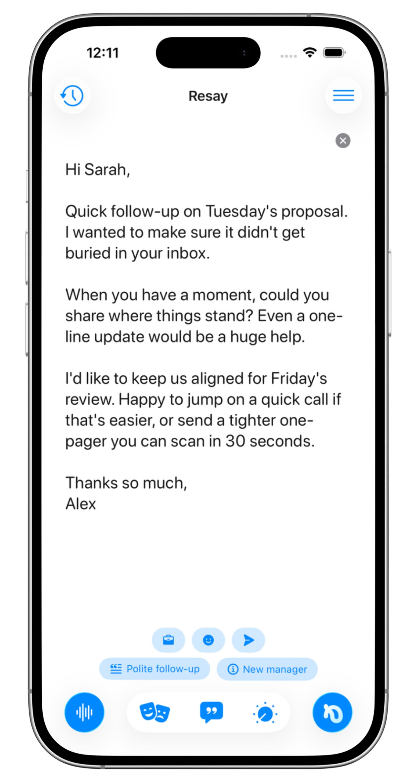 Resay app on iPhone